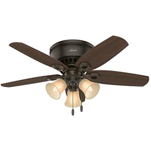 Hunter Fan Company 51091 Hunter Builder Indoor Low Profile Ceiling Fan with LED Light and Pull Chain Control, 42'', New Bronze