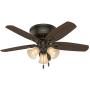 Hunter Fan Company 51091 Hunter Builder Indoor Low Profile Ceiling Fan with LED Light and Pull Chain Control, 42'', New Bronze