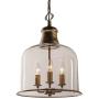 LITFAD 3 Lights Cup Shape Pendant Light Fixture Traditional Industrial Vintage Retro Single Chandelier Clear Glass Ceiling Light for Dining Room Hallway Bedroom Cafe Brass