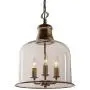 LITFAD 3 Lights Cup Shape Pendant Light Fixture Traditional Industrial Vintage Retro Single Chandelier Clear Glass Ceiling Light for Dining Room Hallway Bedroom Cafe Brass
