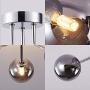 Chandelier Ceiling Mounted Lights Smoked Glass Globe G9 Bulb for Living Room(Chrome, 3-Light)