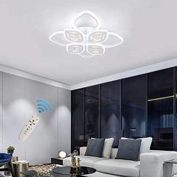 Ganeed Flush Mount Ceiling Light,90W Dimmable LED Ceiling Lamp Fixture with Remote,Metal Frame Acrylic Shade 8-Head Decorative Chandelier Lighting