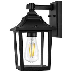 PARTPHONER Outdoor Light Fixtures Wall Mount, Porch Light Matte Black Finish Wall Sconce with E26 Socket, Waterproof Anti-Rust Modern Wall Lantern, Wall Light with Clear Glass for Entryway, Garage