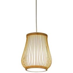 ANYE 15ft White Plug-in UL On/Off Dimmer Switch Cord Retro Art Deco Style E26 Lamp Holder Rattan Bamboo Lampshade Pendant Light for Dining Room Cafe Restaurant Bulbs Not Included