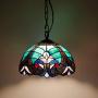 Tiffany Hanging Light W12H32 Inch Green Stained Glass Pendant lamp 1E26 Liaison Style S160G WERFACTORY Series Lamps Chandelier Ceiling Fixture Kitchen Island Bar Hallway Living Room Dining Room Loft