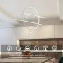 Royal Pearl Modern LED Pendant Lighting Dimmable Ring and Linears Chandelier Ceiling Lights with Adjustable Cord Hanging Light for Bedroom Dining Room Office Kitchen Silver