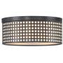 2 Light 10'' Metal Square Grid Printing Black Finish semi Flush Mount Ceiling Light, Chandelier for Living Room Dining Room Bedroom