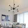 Wellmet Black Sputnik Chandeliers Lighting 10-Light, Modern Mid Century Pendant Light Fixtures Hanging Ceiling Lightfor Kitchen Island, Dining Room, Foyer
