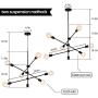 Sputnik Chandelier 6 Lights Modern Black Pendant Light Fixture Industrial Vintage Dining Room Kitchen Island Bedroom Lighting