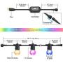 48FT RGB Outdoor Cafe Lights of String, Colored Dimmable LED String Light, with 15+3 G45 Edison Bulbs Dimmable, 2 Remote Controls, Waterproof & Shatterproof for Patio, Backyard and Garden