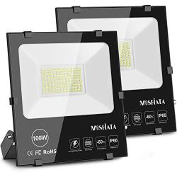 MOSFiATA 2 Pack LED Flood Light 100W, 250 LED 11000 Lumen Super Bright Floodlight IP66 Waterproof Outdoor Work Light 6000K Daylight White Security Lights for Garden Yard Lawn Basketball Court