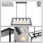Lampundit Chandelier 4-Light Pendant, Matte Black Finish with Clear Glass Panels, Modern Industrial Square Linear Pendant Lighting for Kitchen Island Breakfast Bar Dining Room