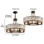 NOXARTE Round Crystal Chandelier Vintage Hanging Pendant Ceiling Light LED Dimmable Fixture for Dining Room Bedroom Brown