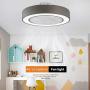 Invisible Ceiling Fan with Light Remote Control Dimmable 3 Speed LED Low Profile Semi Ceiling Lamp Timing Bedroom Dining Living Room