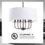 CO-Z Traditional Drum Chandelier Lighting Bronze, 18’’ Modern Farmhouse Pendant Light with White Fabric Shade, 6 Light Ceiling Light Fixture for Kitchen Island Dining Table Bedroom Entry Bar Hallway.