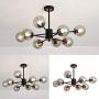 8 Light Chandelier Pendant Lighting Black with Glass Globes Classic Vintage Ceiling Light Fixture for Living Room Dining Room Bedroom