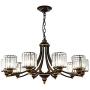 Modern Wrought Iron Chandeliers with Glass Crystal, American 8 Lights Chandeliers, Modern Iron Pendant Lights for Dining Room,Living Room,Office,Cafe,Restaurant(Black)