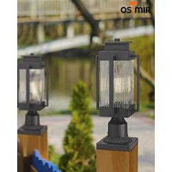 Osimir Outdoor Post Lantern, 2 Pack Modern Exterior Post Lamp with Pier Mount Base,Post Light in Black Finish with Clear Ribbed Glass, 7''W x 18''H, 2377/1GL-2PK