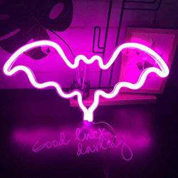 Pink Bat Led Neon Light Art Decorative Novelty Neon Sign Wall Decor for Christmas Party Children’s Room Living Room Bar Hotel Decoration