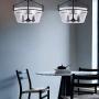 NALATI 4-Light Industrial Metal Chandelier with Clear Glass Bowl Shade Semi Flush Mount Ceiling Lighting Matte Black