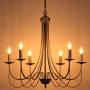 Derksic French Country Chandelier 6-Light Farmhouse Lighting Rustic Metal Candle Chandeleirs for Dining Room Living Room Bedroom Kitchen Foyer, Brushed Silver Gray Finish