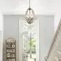 Farmhouse Chandelier, New Modern Orb Kitchen Chandelier, 5-Light Wooden Chandeliers for Dining Rooms, Foyer, Entryway