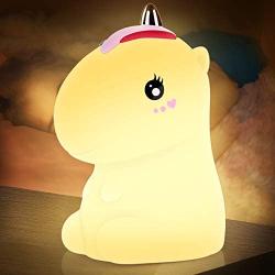 HOKEKI Night Light for Kids, Cute Color-changing Silicone Baby Night Light with Touch Sensor, Portable LED Bedside Kindergarten Light for Nursery Rooms, Gifts for Boys and Girls - USB Rechargeable