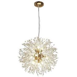 LuKLoy Super Beautiful Chandelier Pendant Lamp Kitchen Island Dining Room Loft Firework Hanging Light Post Modern Dandelion Crystal LED Lighting Fixture (Warm White LED, 50cm Diameter)