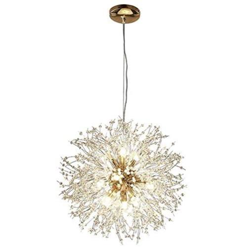 LuKLoy Super Beautiful Chandelier Pendant Lamp Kitchen Island Dining Room Loft Firework Hanging Light Post Modern Dandelion Crystal LED Lighting Fixture (Warm White LED, 50cm Diameter)