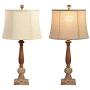 Maxax Table Lamp Set of 2 Poly Beside Nightstand Lamps with Oatmeal Fabric Shade for Living Room and Bedroom