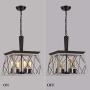 Q&S Farmhouse Vintage Chandelier, Rustic Pendant Light,Industrial Hanging Light Fixture for Dining Room Kitchen Island,Wrought Iron ,ORB+Oak White 4 Lights E26