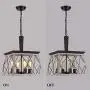 Q&S Farmhouse Vintage Chandelier, Rustic Pendant Light,Industrial Hanging Light Fixture for Dining Room Kitchen Island,Wrought Iron ,ORB+Oak White 4 Lights E26