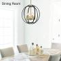 FLSNT 6-Light Chandelier,Rustic Vintage Chandelier Lighting Fixtures with Black Metal Cage for Foyer,Dining Room,Living Room,Kitchen Island,Adjustable Height(No Bulb)