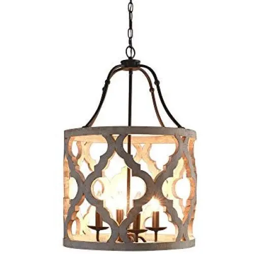 Jiuzhuo Vintage Distressed White Carved Wood 4-Light Lantern Farmhouse Chandelier Lighting Hanging Ceiling Fixture in Rust Jiuzhuo Vintage Distressed White Carved Wood 4-Light Lantern Farmhouse Chandelier Lighting Hanging Ceiling Fixture in Rust