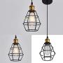 UOFUS Pendant Light Fixture Chandelier Lighting Indoor Black Basket Cage Hanging Ceiling Lamp for Kitchen Island Dining Room Bar