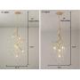 LAKIQ Modern Crystal Chandelier Light Gold Metal Twig Hanging Pendant Lighting Fixture Teardrop-Shaped Modern Linear Crystal Chandelier Elegant Style for Dining Table Living Room Kitchen (4 Lights)