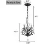 SEOL-LIGHT Farmhouse Crystal Branch Chandelier Pendant Hanging Lighting Fixture Small Size Flush Mount 120W with 3 Socket Black for Bedroom,Foyer,Kitchen,Dining Room