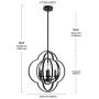VINLUZ Farmhouse Chandeliers 4-Light Black Finish Metal Globe Orbits Kitchen Island Pendant Lighting with Pivoting Interlocking Rings, Modern Ceiling Hanging Lamp for Dining Room Bedroom Hallway