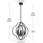 VINLUZ Farmhouse Chandeliers 4-Light Black Finish Metal Globe Orbits Kitchen Island Pendant Lighting with Pivoting Interlocking Rings, Modern Ceiling Hanging Lamp for Dining Room Bedroom Hallway