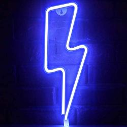 Funpeny LED Neon Decorative Light, Neon Sign Shaped Decor Light, Lightning Shape Indoor Decor for Halloween Decoration Living Room, Birthday Party, Wedding Party (Blue)