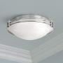 Deco Modern Ceiling Light Flush Mount Fixture Brushed Nickel 16 3/4'' Wide Marbleized Glass Bowl for Bedroom Kitchen Living Room Hallway Bathroom - Possini Euro Design