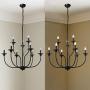 Farmhouse Lighting, 2-Tier 9-Light Black French Country Chandelier in Metal Candle Finish, Large Rustic Pendant Light Fixtures for Dining Room, Living Room, Kitchen Island