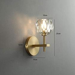 NOXARTE Crystal Wall Sconces Lighting Brass Body Ball Shade Bedside Lamp Flush Mount for Indoor Loft Hallway Living Room