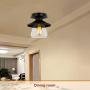 Industrial Ceiling Light Fixture with Clear Glass Shade 1-Light Industrial Bedroom Light Fixtures Matte Black Ceiling Light Finish for Dining Room Bedroom Cafe Bar Corridor Hallway Bulb Not Included