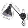 Wall Sconce Plug in, YEEQIAN Black Swing Arm Wall Sconce Lamp Bedroom Wall Mounted Reading Light Fixture with on/Off Switch Industrial Adjustable Wall Sconce Light