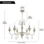 VINLUZ 6 Light Classic Dining Room Kitchen Island Chandelier in Brushed Nickel Finish Contemporary Pendant Lighting Ceiling Hanging Fixture for Living Room Kitchen Foyer