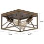 Rustic Antique Gold Flush Mount Light Fixture Two-Light Metal Square Semi Flush Mount Ceiling Light for Hallway Bedroom Kitchen Entryway Dining Room Farmhouse