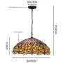 18Inches Dragonfly Tiffany Style Pendant Light,Handmade Stained Glass Lamp Shade, Adjustable Metal Suspension Chain Pendant Lamp for Living Room Dining Room Bedroom 110-240V E27(50CM X100cm)