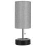 Gabori USB Bedside Table Lamps, Bedroom Lamp with 2 USB Charging Ports & Two AC Outlets, Pull Chain Switch Nightstand Lamp with Gray Cylinder Shade, Ambient Light for Bedroom Living Room Office (Grey)