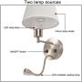 Led Modern Interior Hardwired Wall Sconce White Fabric Shade, 2 Switch Double Night Light Sources e26 Bedroom Decorative Lamp Fixture, Desk Gooseneck Rotatable Reading Lighting for Living Room Decor